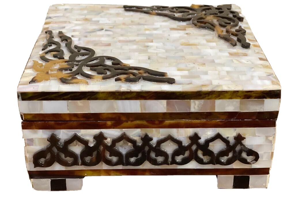 Handmade Wooden Jewelry Box Wood Trinket Storage Wood Box Mother of Pearl Inlay