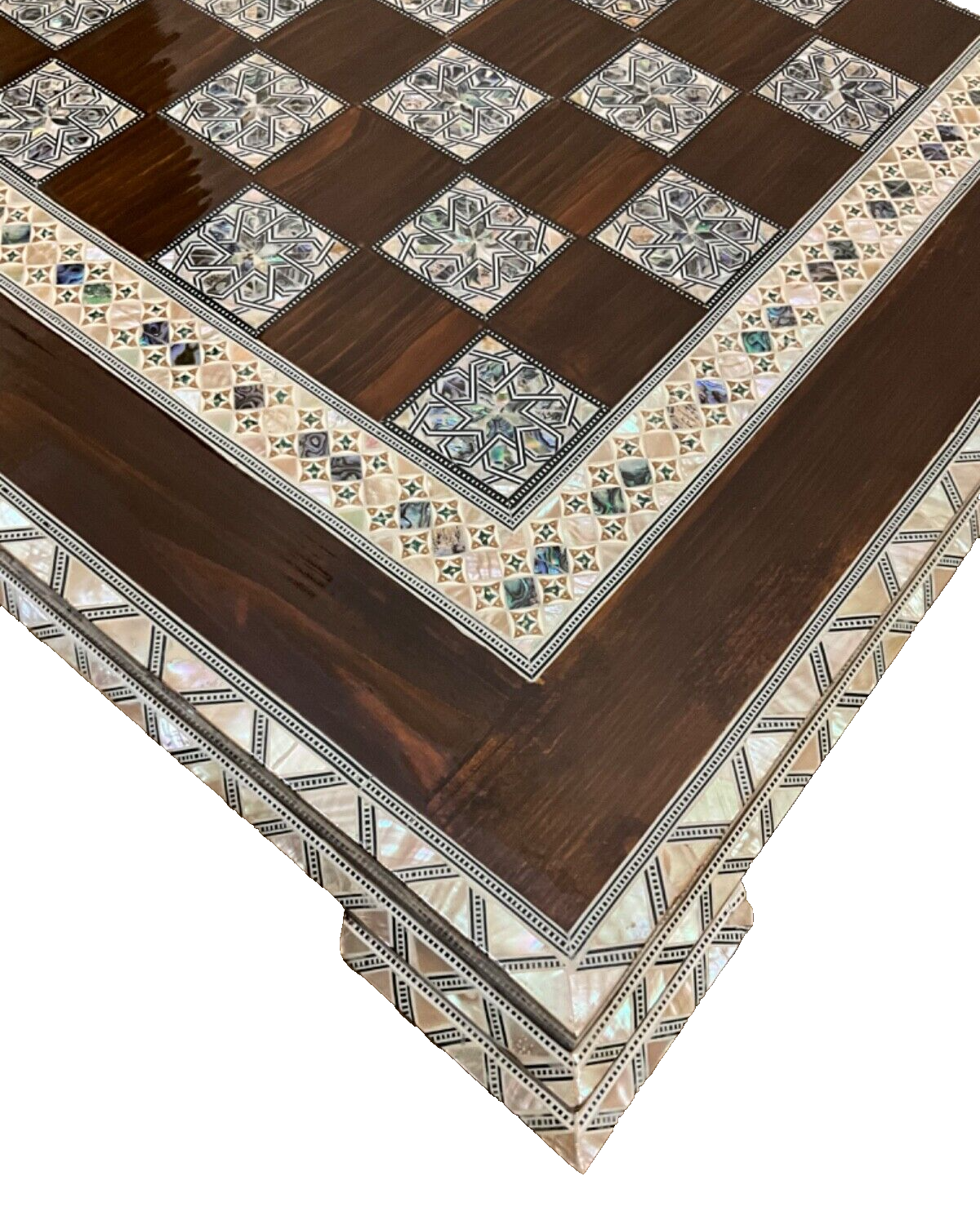 Handmade, Wood Chess Board, Game Board, Unique Board, Inlaid Mother of Pearl 25"