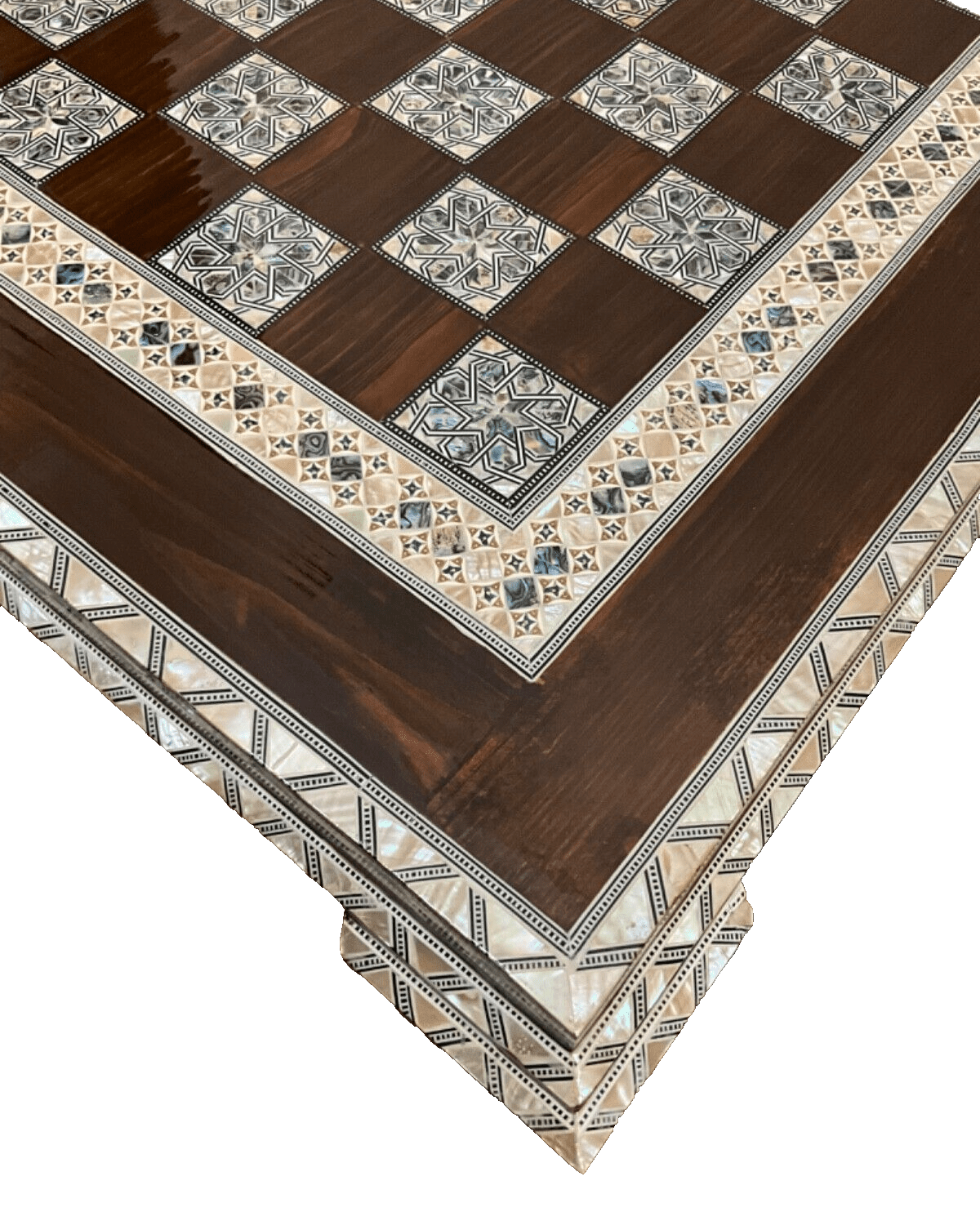 Handmade, Wood Chess Board, Game Board, Unique Board, Inlaid Mother of Pearl 25" - Laila Hand Made Gifts