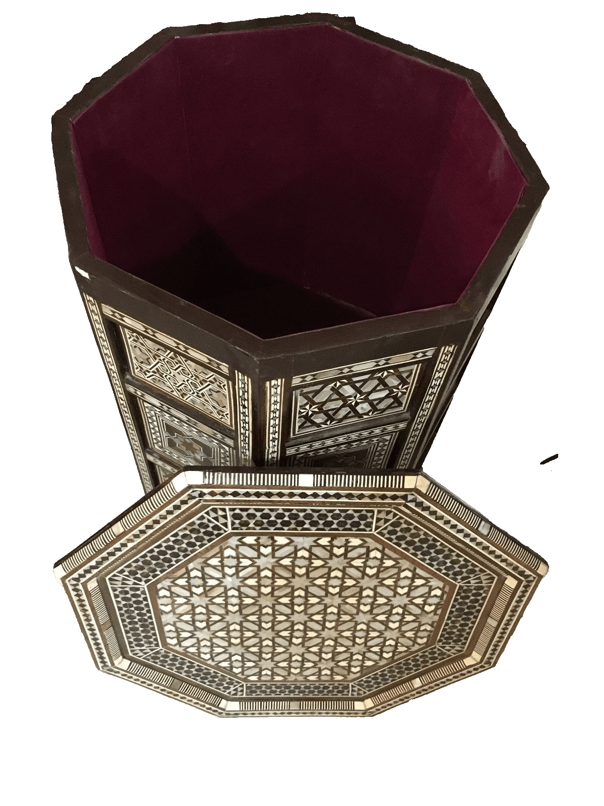 Handmade Wooden End Table Carving Wood Table Home Decor Mother of Pearl Inlay - Laila Hand Made Gifts