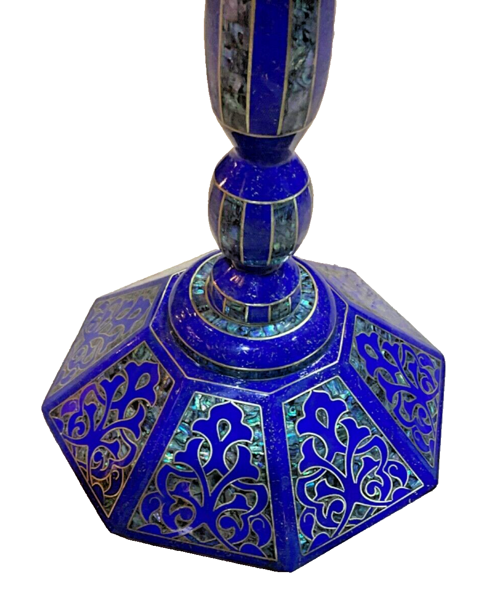 Handmade Wooden End Table Carving Wood Table Home Decor Mother of Pearl Inlay