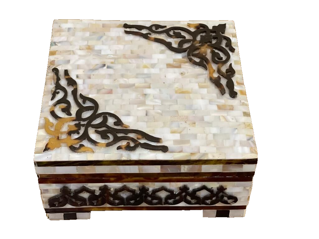 Handmade Wooden Jewelry Box Wood Trinket Storage Wood Box Mother of Pearl Inlay