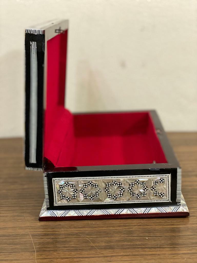 Handmade Wooden Jewelry Box Wood Trinket Storage Wood Box Mother of Pearl Inlay