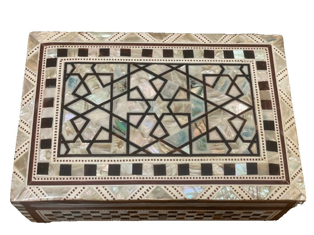 Handmade Wooden Jewelry Box Wood Trinket Storage Wood Box Mother of Pearl Inlay - Laila Hand Made Gifts