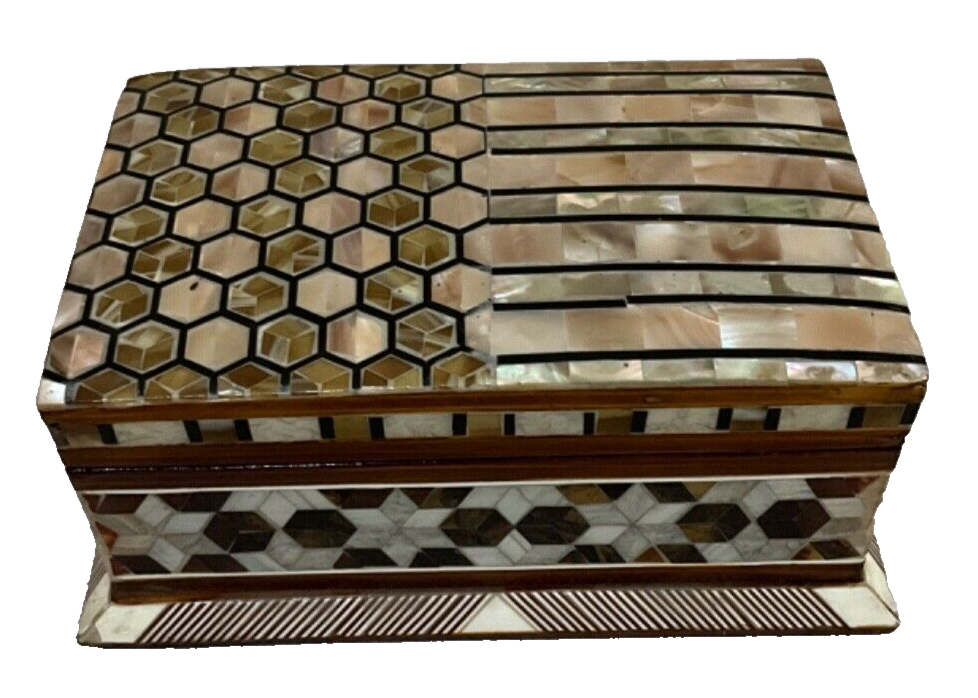 Handmade Wooden Jewelry Box Wood Trinket Storage Wood Box Mother of Pearl Inlay