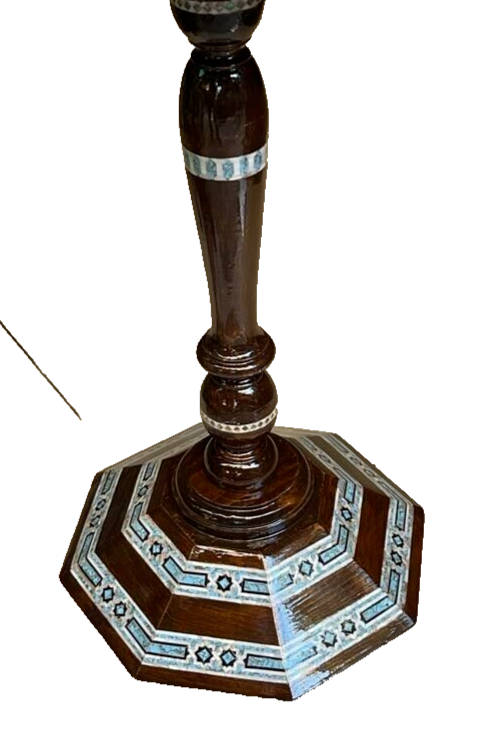 Handmade Wooden End Table Carving Wood Table Home Decor Mother of Pearl Inlay