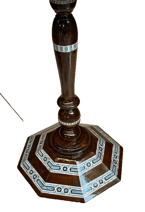 Handmade Wooden End Table Carving Wood Table Home Decor Mother of Pearl Inlay - Laila Hand Made Gifts