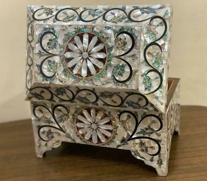 Handmade Wood Jewelry Box Gift Box Wood Box Mother of Pearl Inlay Make to Order - Laila Hand Made Gifts