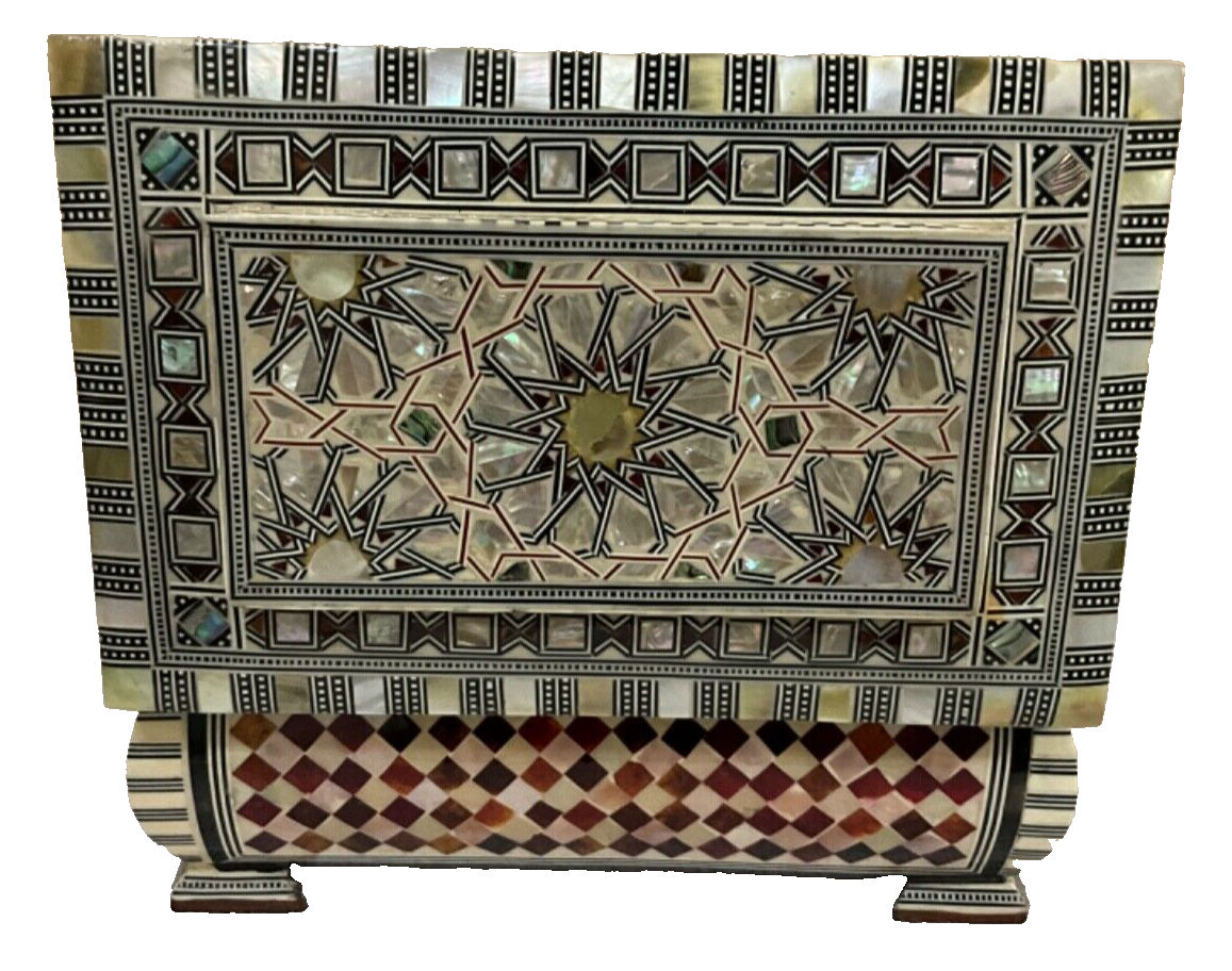 Handmade Wooden Jewelry Box Wood Trinket Storage Wood Box Mother of Pearl Inlay