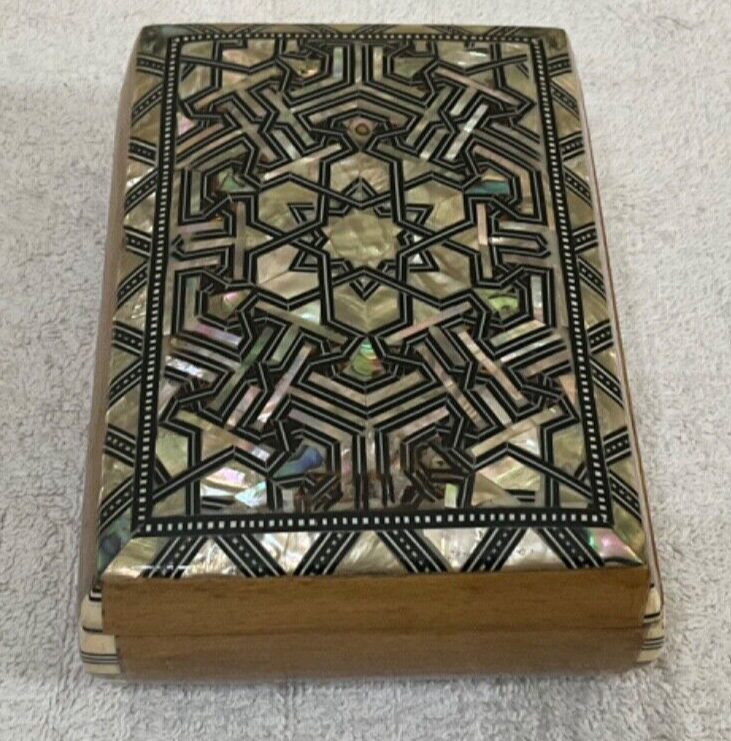 Handmade Wooden Jewelry Box Wood Trinket Storage Wood Box Mother of Pearl Inlay