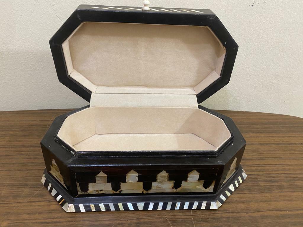 Handmade Wooden Jewelry Box Wood Trinket Storage Wood Box Mother of Pearl Inlay - Laila Hand Made Gifts
