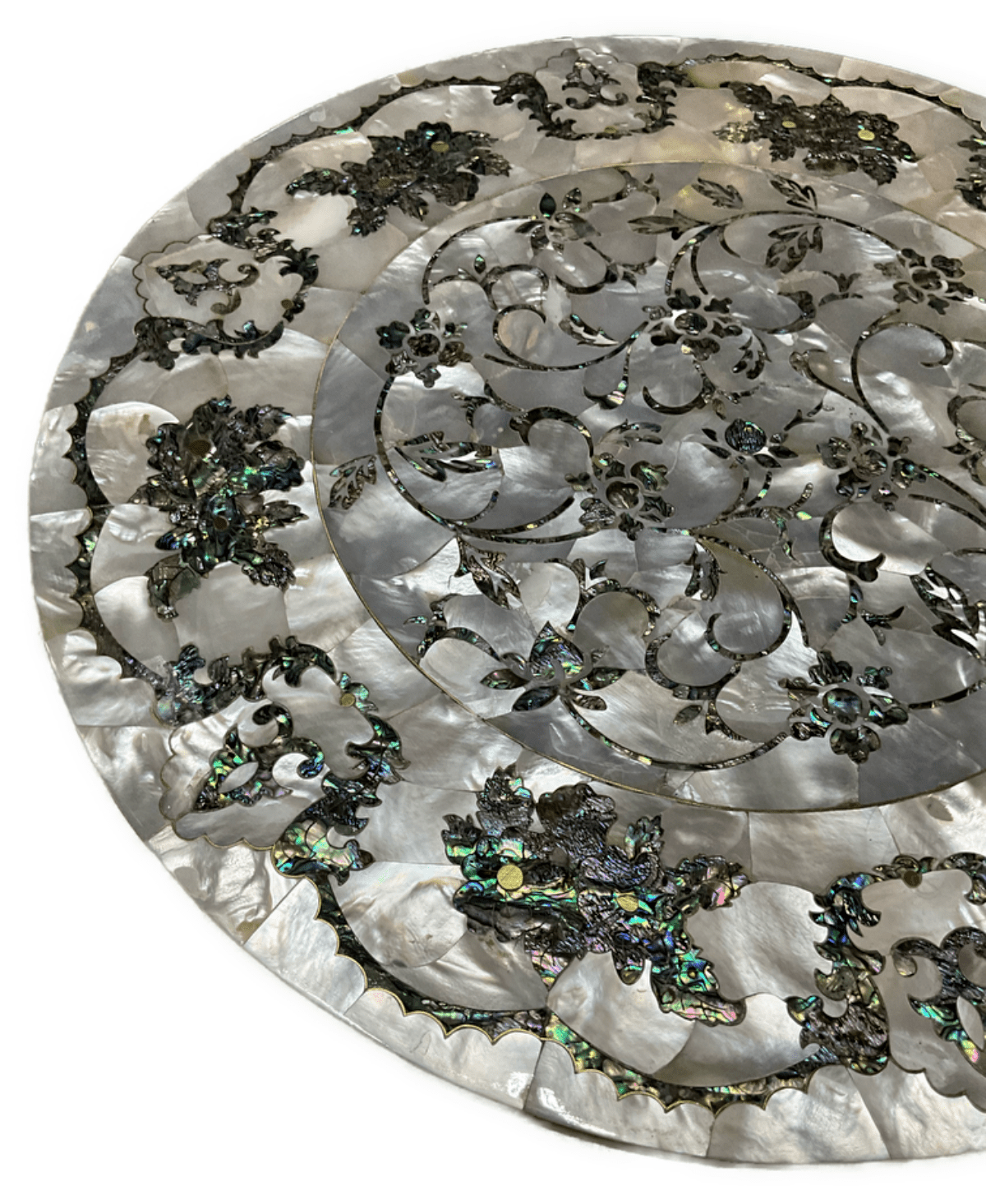 Handmade Wooden End Table Carving Wood Table Home Decor Mother of Pearl Inlay - Laila Hand Made Gifts