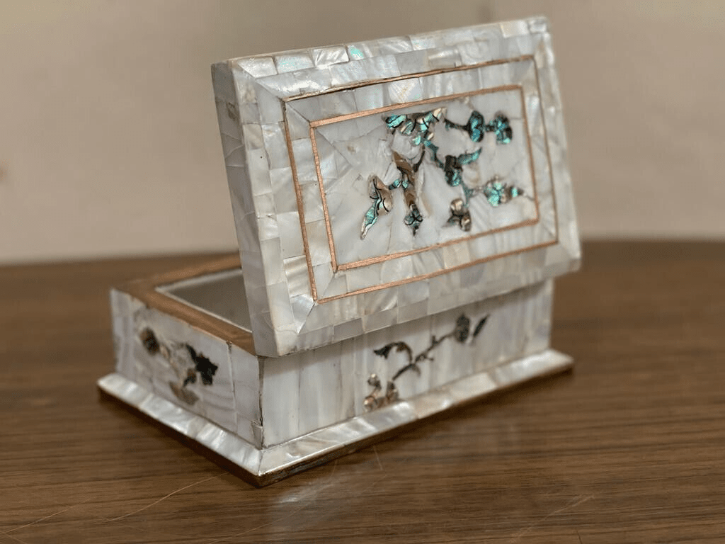 Handmade Wooden Jewelry Box Wood Trinket Storage Wood Box Mother of Pearl Inlay - Laila Hand Made Gifts