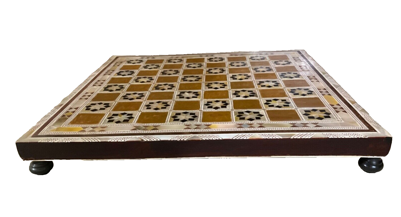 Handmade, Wood Chess Board, Chess Set, Game Board, Inlaid Mother of Pearl (12")