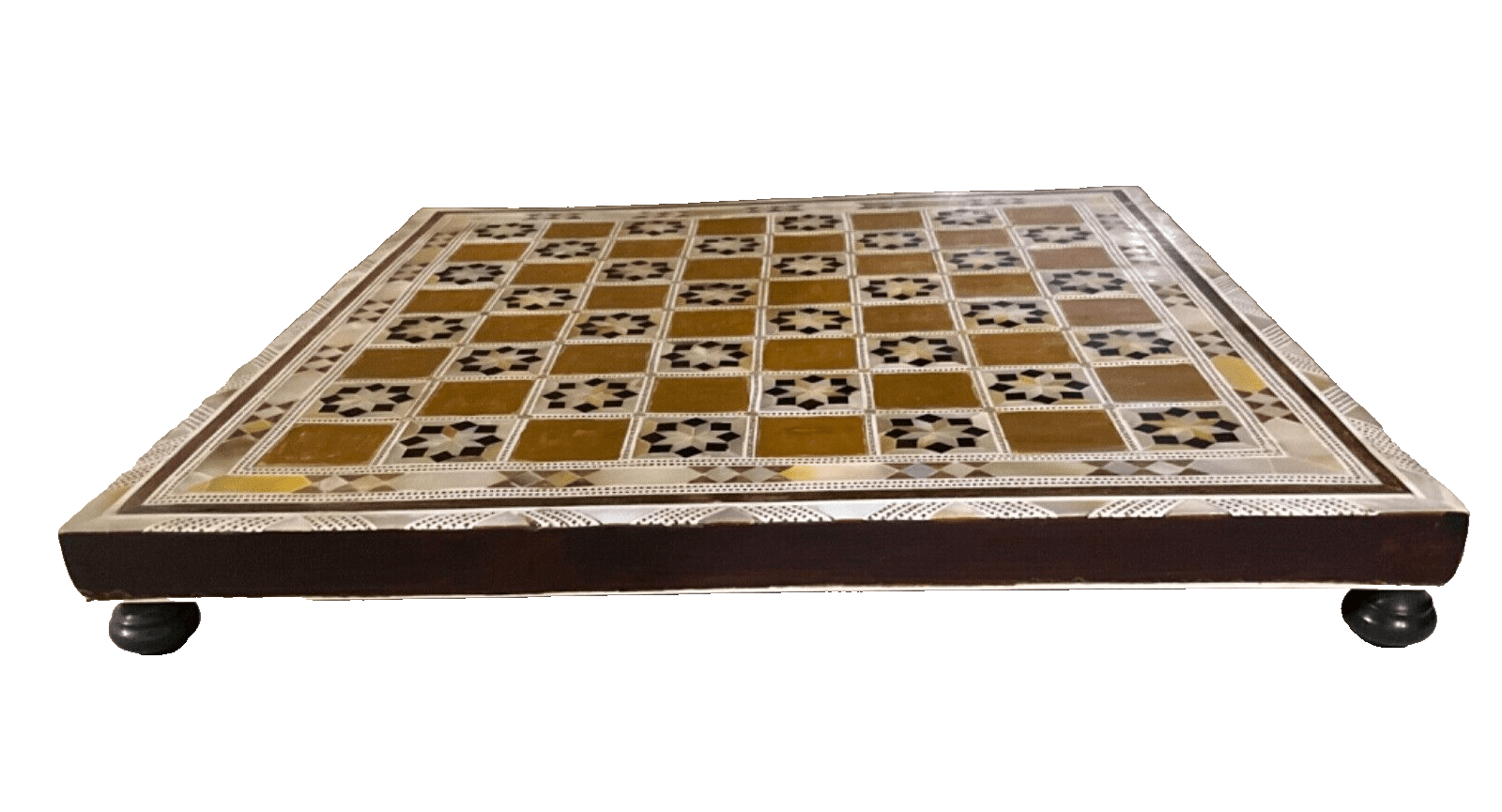 Handmade, Wood Chess Board, Chess Set, Game Board, Inlaid Mother of Pearl (12") - Laila Hand Made Gifts