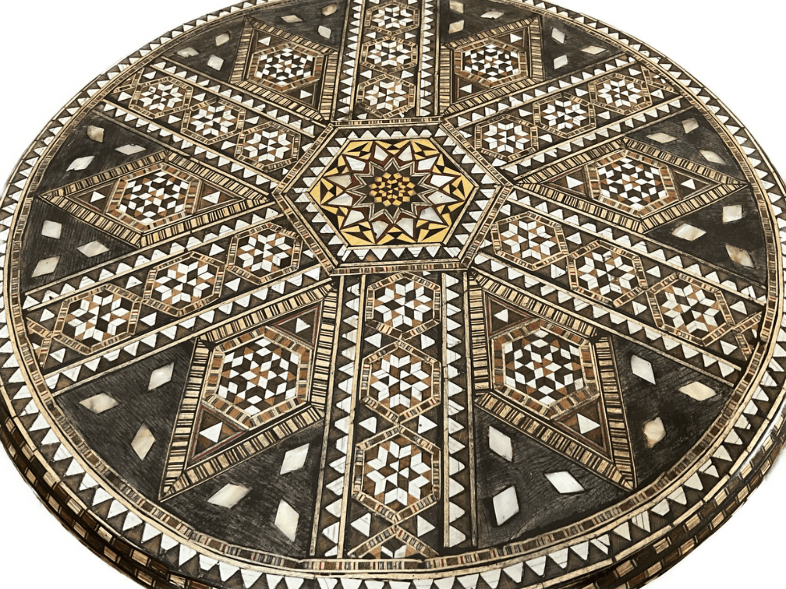 Handmade Wooden End Table Carving Wood Table Home Decor Mother of Pearl Inlay - Laila Hand Made Gifts