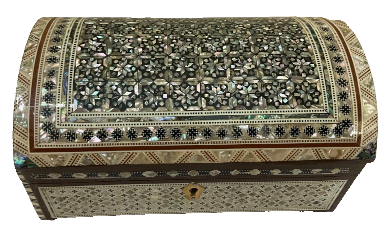 Handmade Wooden Jewelry Box Wood Trinket Storage Wood Box Mother of Pearl Inlay