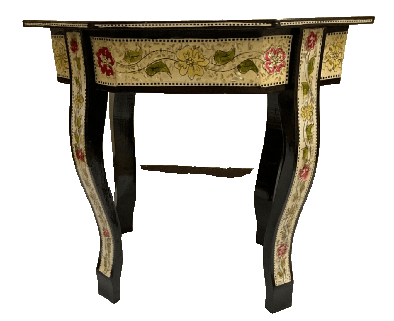 Handmade Wooden End Table Carving Wood Table Home Decor Mother of Pearl Inlay - Laila Hand Made Gifts