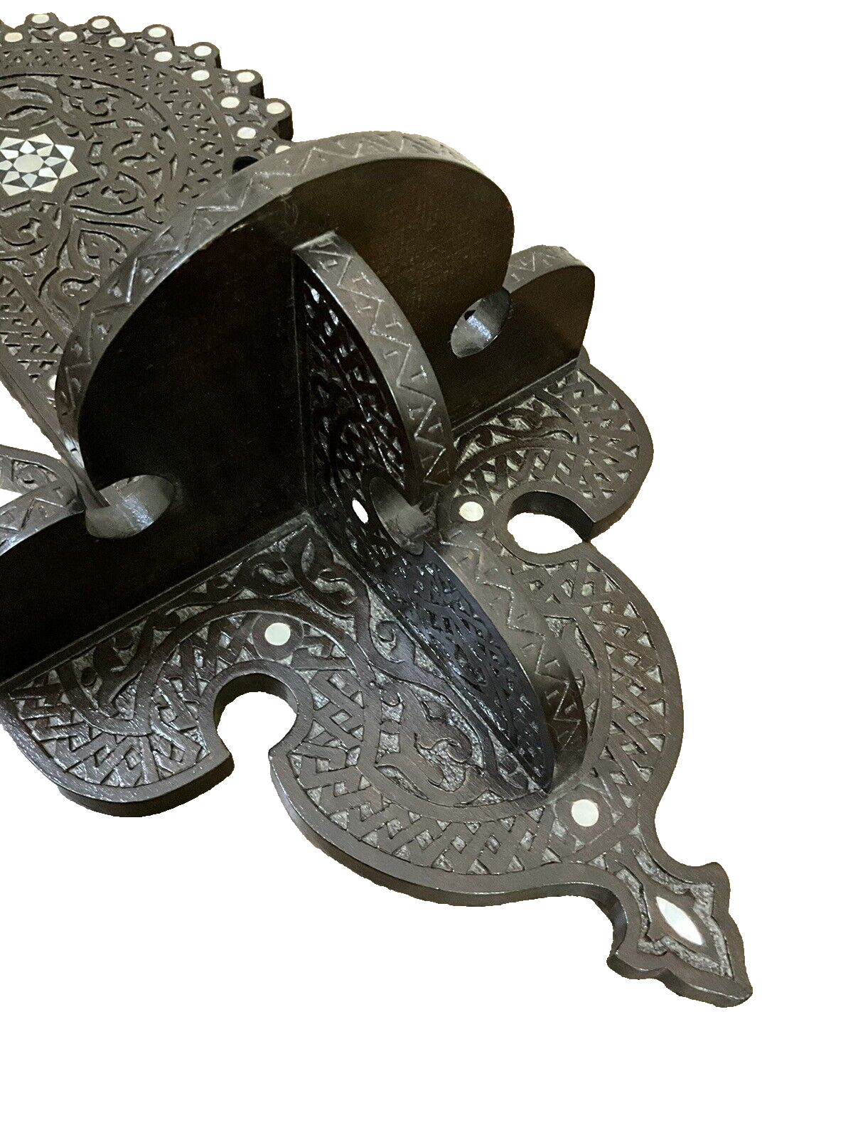 Handmade, Antique Egyptian, Wood Wall Shelf, Handwork Carving wood, Inlaid Shell