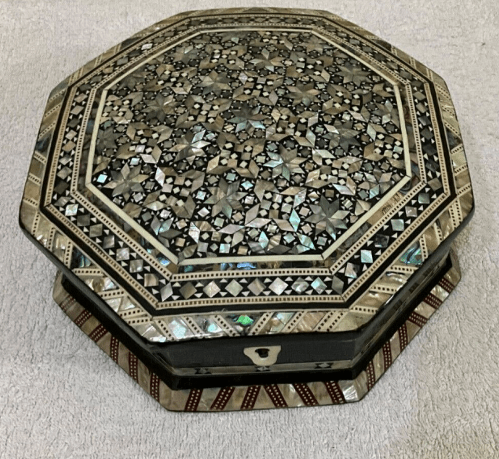 Handmade Wooden Jewelry Box Wood Trinket Storage Wood Box Mother of Pearl Inlay - Laila Hand Made Gifts