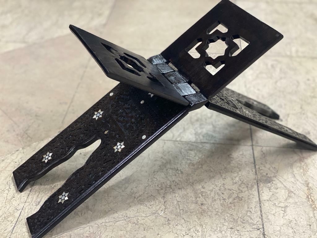 Handmade, Quran Stand, Wooden Book Stand, Islamic Home Decor, Inlaid Shell (20") - Laila Hand Made Gifts