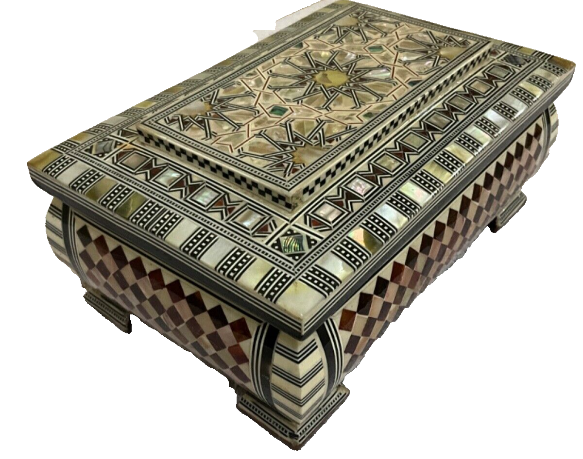 Handmade Wooden Jewelry Box Wood Trinket Storage Wood Box Mother of Pearl Inlay