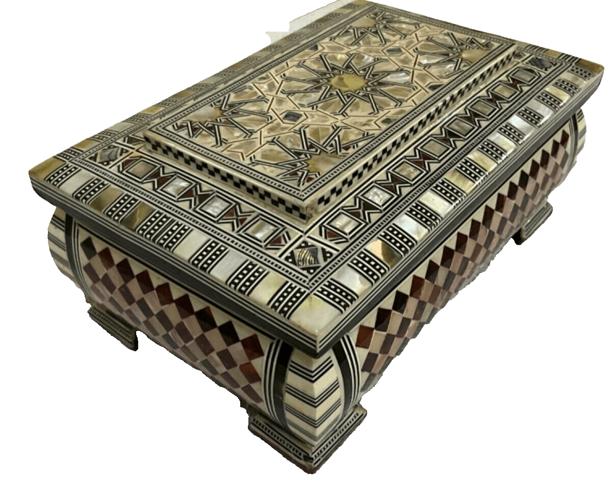 Handmade Wooden Jewelry Box Wood Trinket Storage Wood Box Mother of Pearl Inlay - Laila Hand Made Gifts