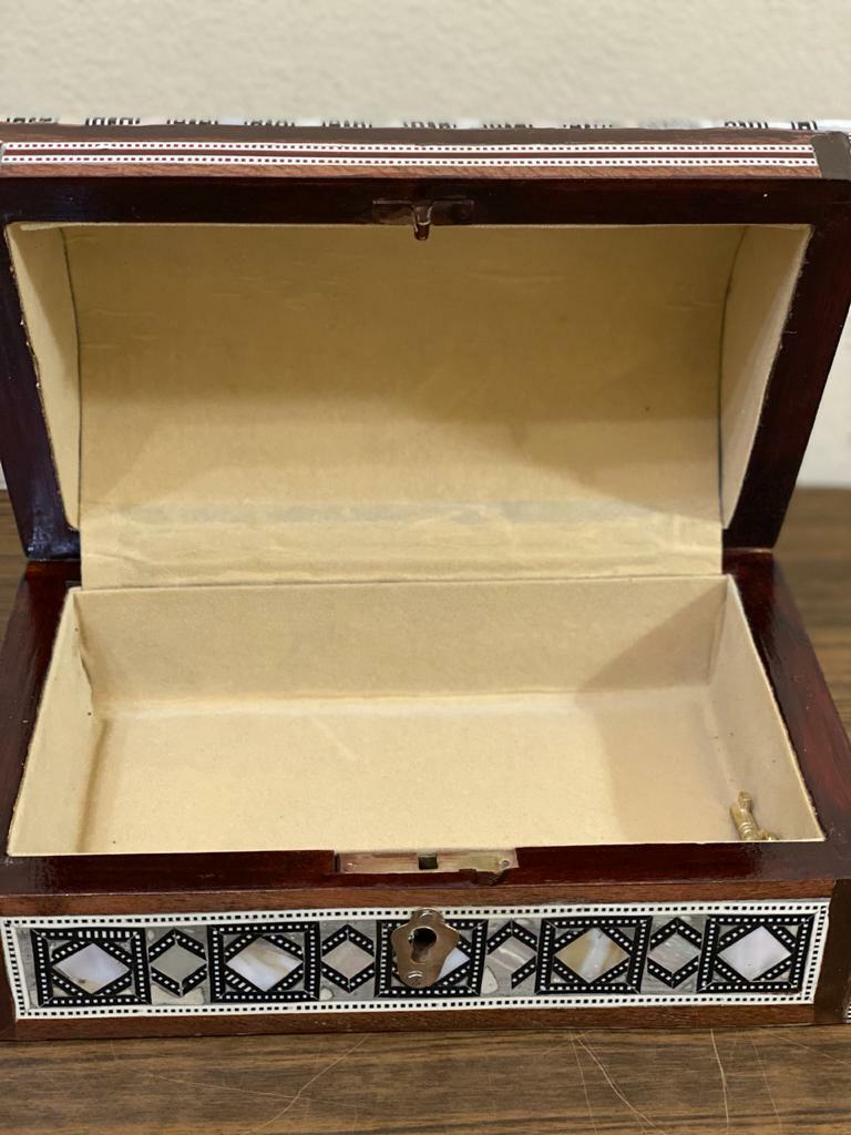Handmade Wooden Jewelry Box Wood Trinket Storage Wood Box Mother of Pearl Inlay