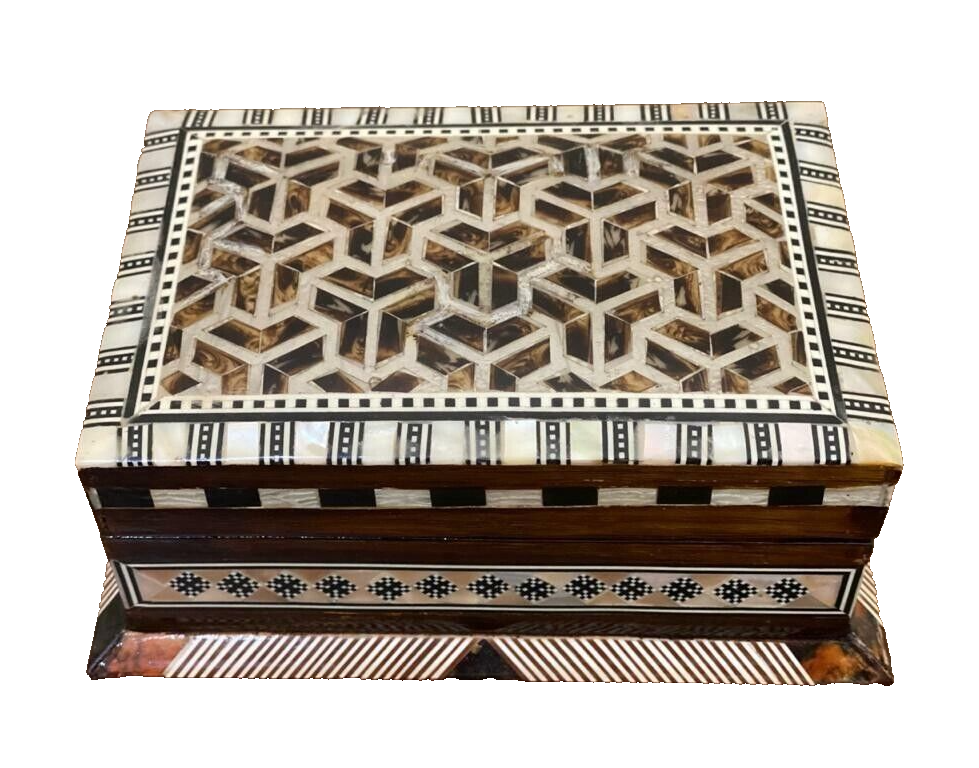 Handmade Wooden Jewelry Box Wood Trinket Storage Wood Box Mother of Pearl Inlay