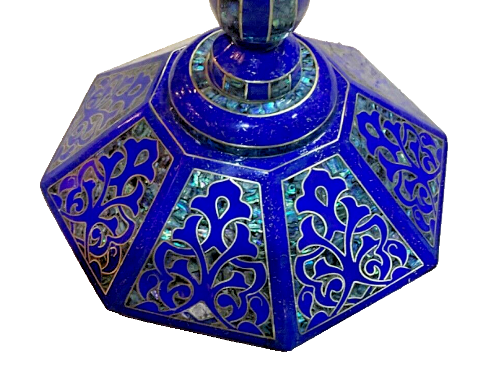 Handmade Wooden End Table Carving Wood Table Home Decor Mother of Pearl Inlay