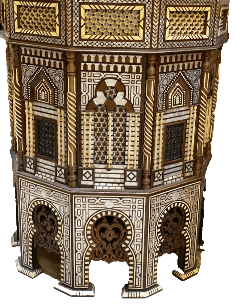 Handmade Wooden End Table Carving Wood Table Home Decor Mother of Pearl Inlay - Laila Hand Made Gifts