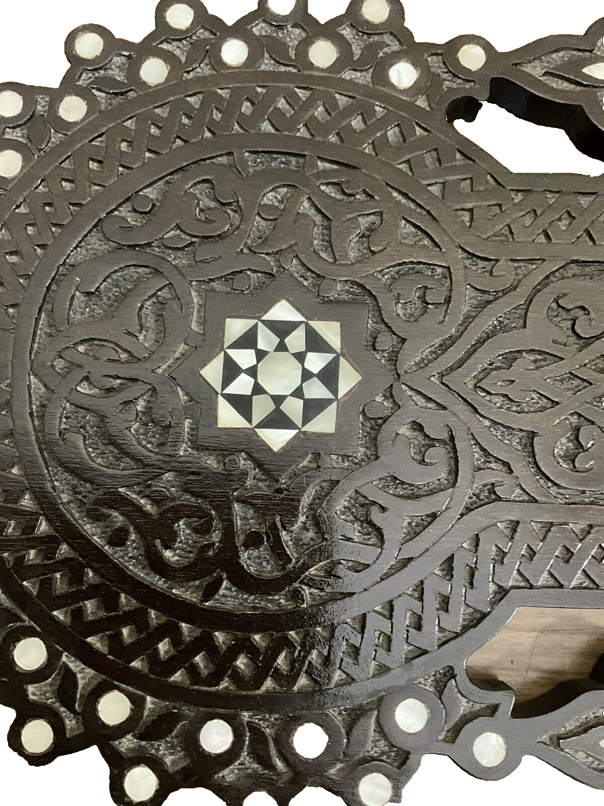 Handmade, Antique Egyptian, Wood Wall Shelf, Handwork Carving wood, Inlaid Shell