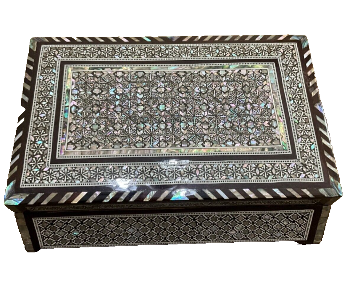 Handmade Wooden Jewelry Box Wood Trinket Storage Wood Box Mother of Pearl Inlay