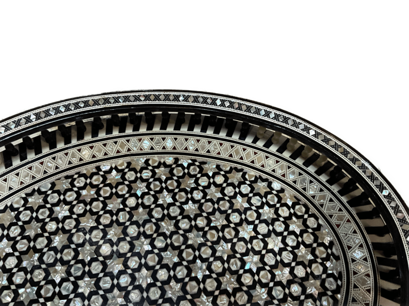 Antique Handmade Serving wood Tray inlaid Mother of Pearl (20"x14.8") - Laila Hand Made Gifts