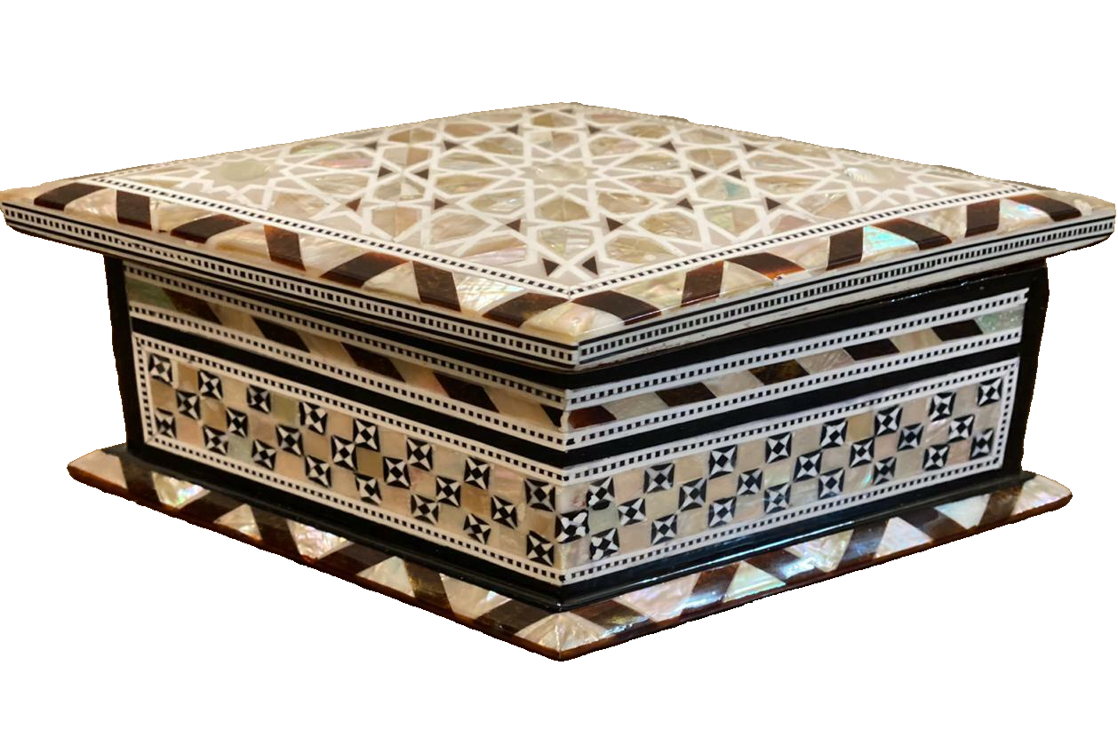 Handmade Wooden Jewelry Box Wood Trinket Storage Wood Box Mother of Pearl Inlay