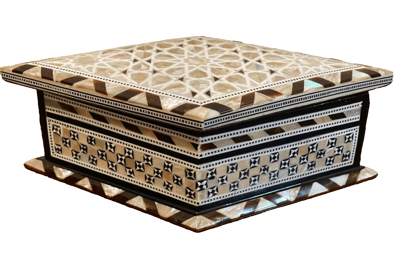 Handmade Wooden Jewelry Box Wood Trinket Storage Wood Box Mother of Pearl Inlay - Laila Hand Made Gifts