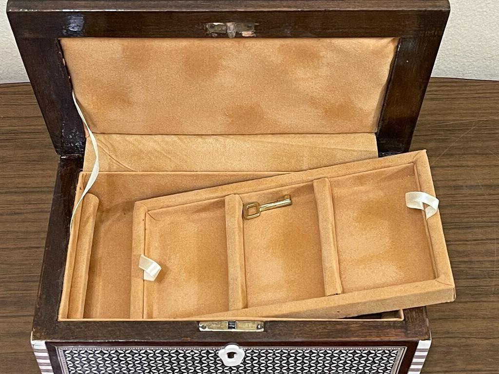 Handmade Wooden Jewelry Box Wood Trinket Storage Wood Box Mother of Pearl Inlay