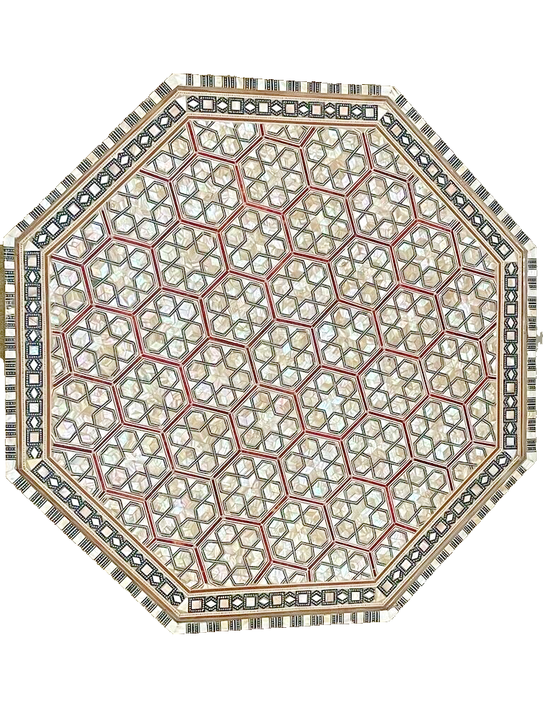 Handmade Wooden End Table Carving Wood Table Home Decor Mother of Pearl Inlay