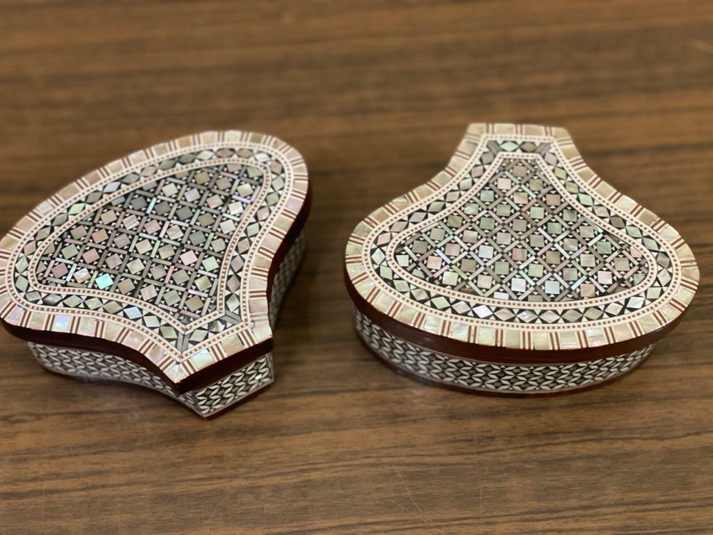 Handmade Wooden Jewelry Box Wood Trinket Storage Wood Box Mother of Pearl Inlay - Laila Hand Made Gifts