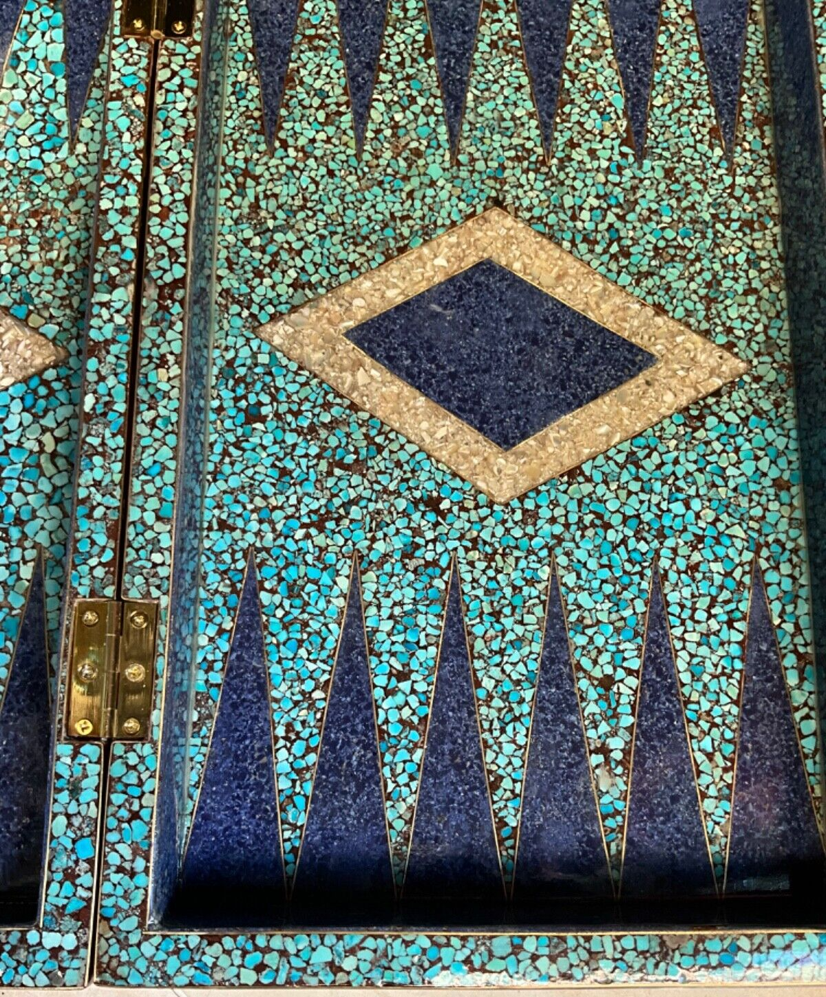 Handmade, Wood Backgammon Board, Wood Chess Board, Inlaid Pearl & Gemstones 20"