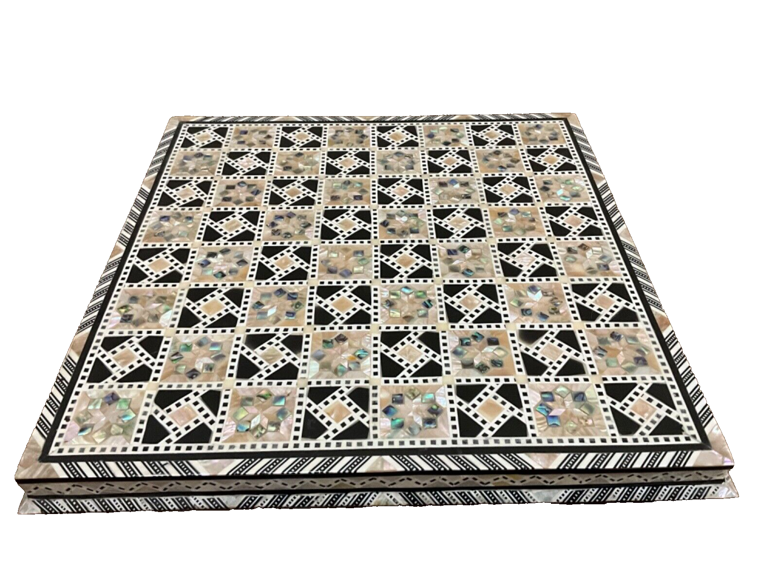 Handmade, Wood Chess Board, Game Board, Unique Board, Inlaid Mother of Pearl 12"