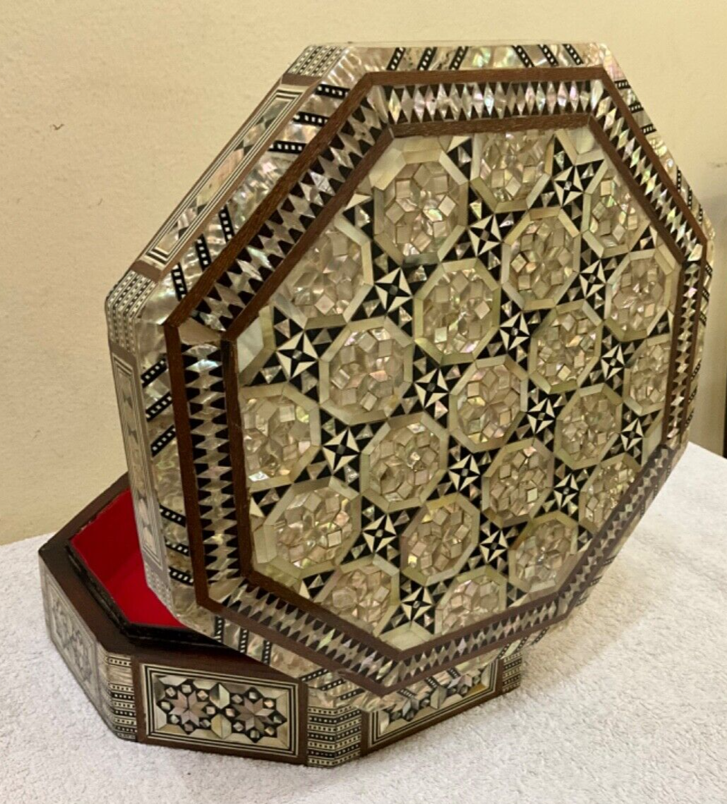 Handmade Wooden Jewelry Box Wood Trinket Storage Wood Box Mother of Pearl Inlay