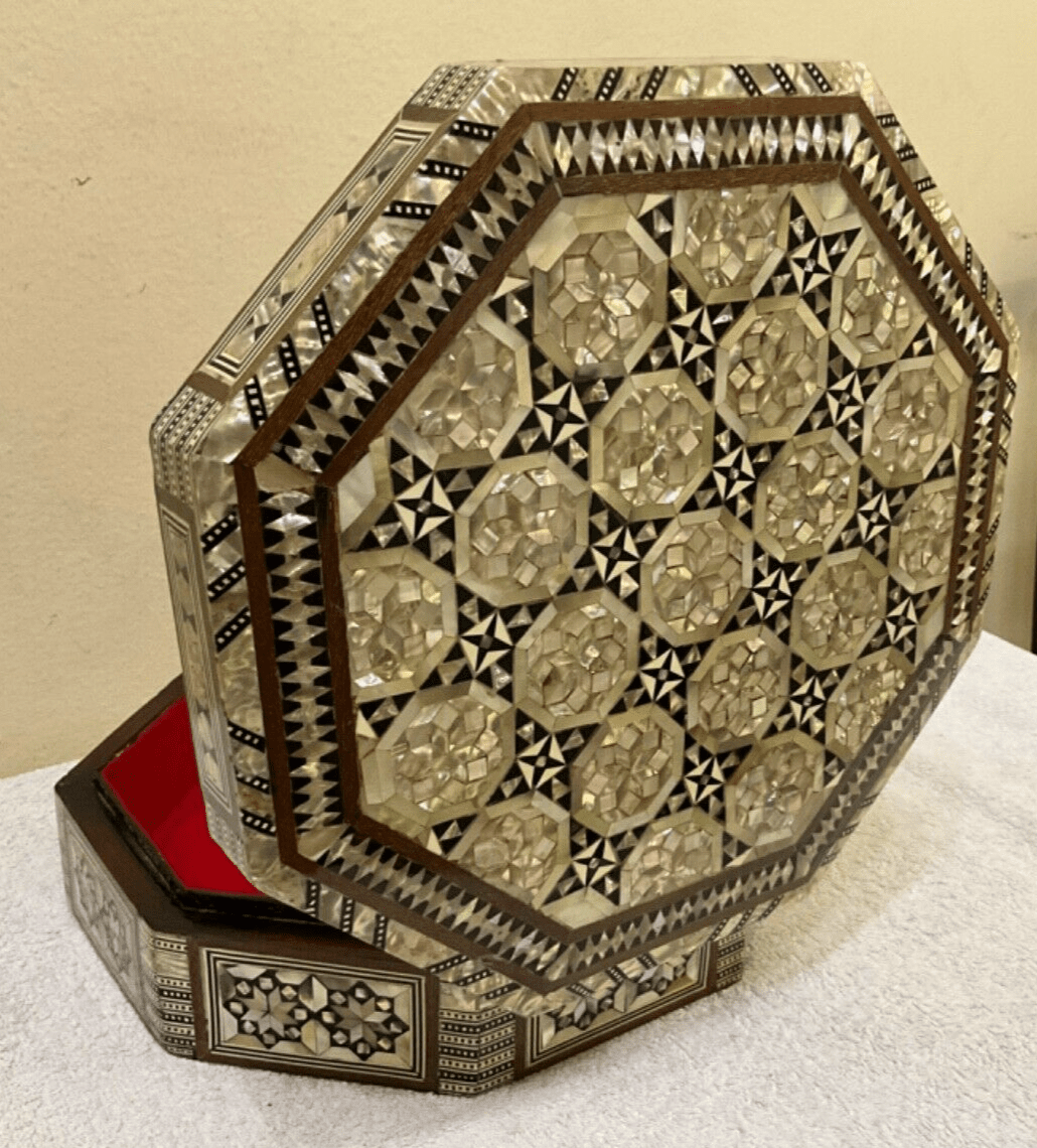 Handmade Wooden Jewelry Box Wood Trinket Storage Wood Box Mother of Pearl Inlay - Laila Hand Made Gifts