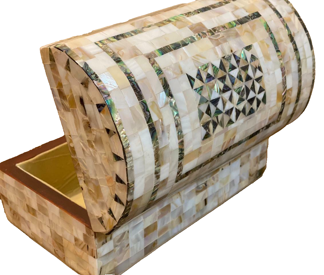 Handmade Wooden Jewelry Box Wood Trinket Storage Wood Box Mother of Pearl Inlay