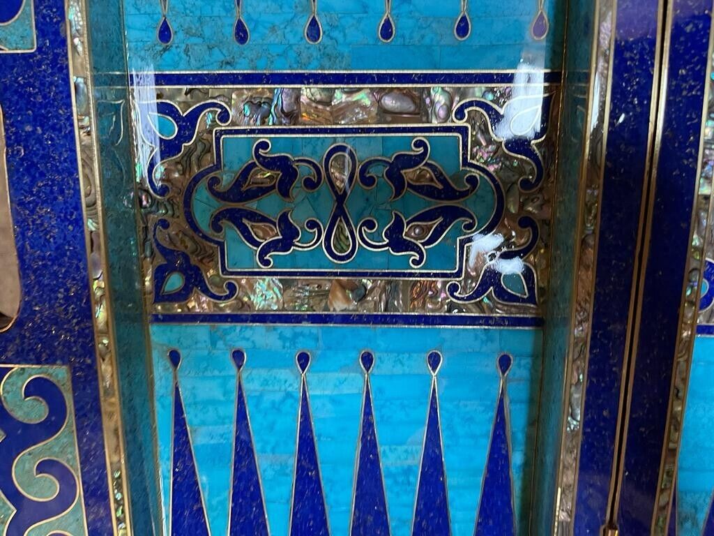 Handmade, Wooden Backgammon Board, Wood Chess Board, Mother of Pearl Inlay 21.6"