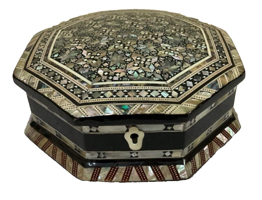 Handmade Wooden Jewelry Box Wood Trinket Storage Wood Box Mother of Pearl Inlay