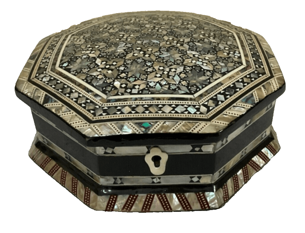 Handmade Wooden Jewelry Box Wood Trinket Storage Wood Box Mother of Pearl Inlay - Laila Hand Made Gifts