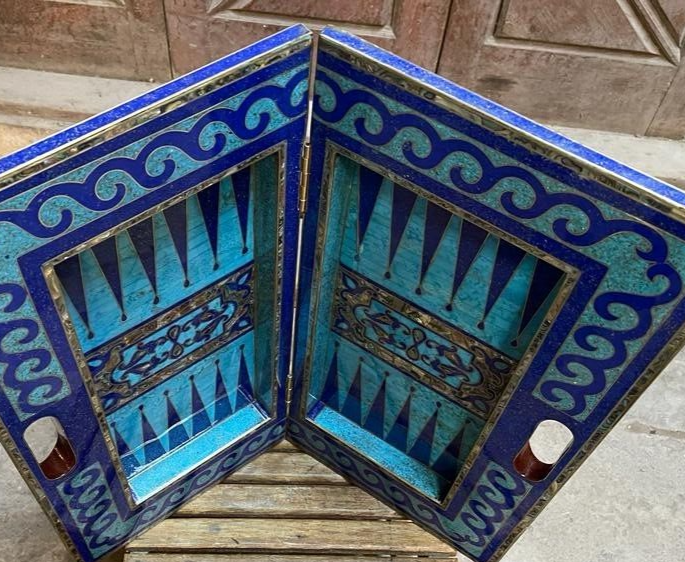 Handmade, Wooden Backgammon Board, Wood Chess Board, Mother of Pearl Inlay 21.6"