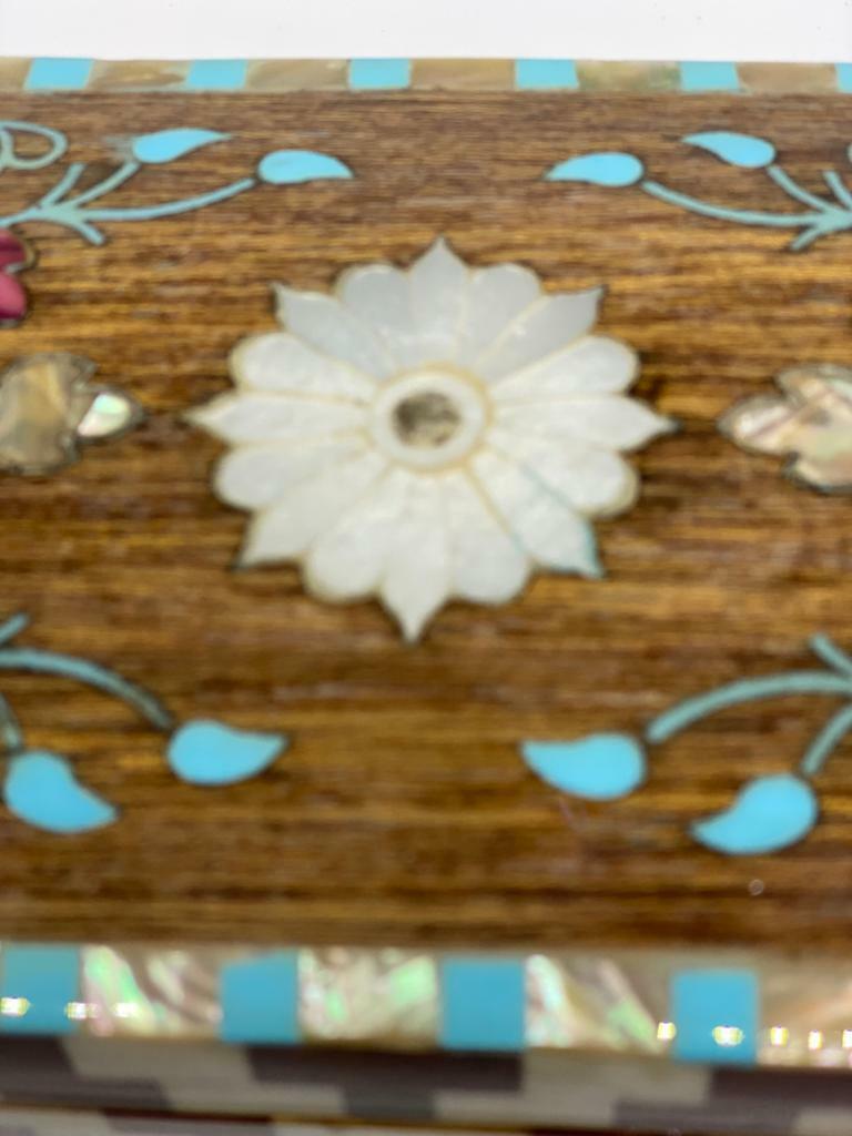 Handmade Wooden Jewelry Box Wood Trinket Storage Wood Box Mother of Pearl Inlay