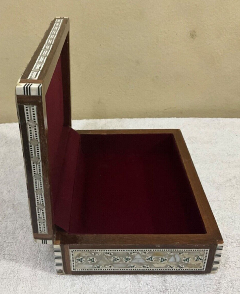 Handmade Wooden Jewelry Box Wood Trinket Storage Wood Box Mother of Pearl Inlay